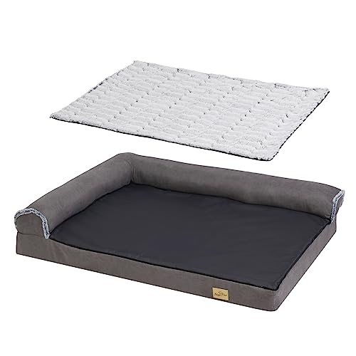 BingoPaw Hundebett Grosse Hunde Orthopädisch: Hundekissen Waschbar Abnehmbar Ergonomisch Hundesofa - Hundekorb mit Schaummatratze rutschfeste Hundematte - Hundecouch Grau in Größe XL 120x90x25cm von BingoPaw