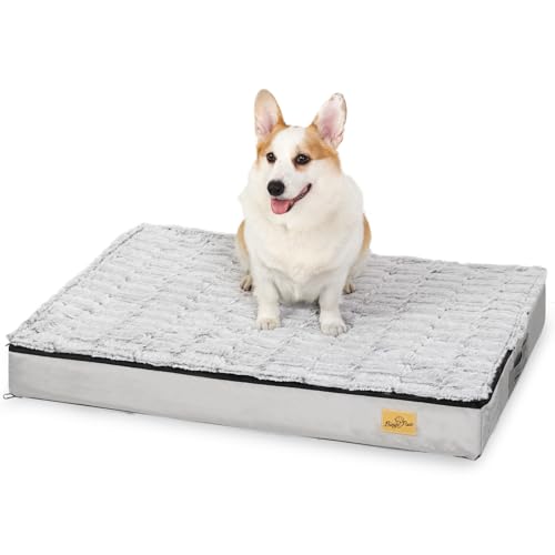 BingoPaw orthopädisches Hundebett Grosse Hunde: Hundekissen waschbar Hundematte Hundematratze aus dichkem Schwamm und 900D seidigem abnehmbarem Oxford-Stoff- L 95x70x8 cm grau von BingoPaw