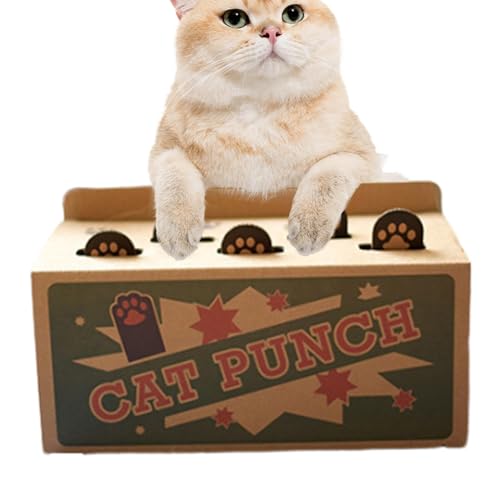 Biniveil Cat Whack Mole Spiel,Cat Whack Tierspiel,Interaktives Box-Mäuse-Fangspiel - Safe Fun Box Paws Scratcher, Katzen-Puzzlespielzeug, interaktives Box-Mäuse-Fangspiel gegen Langeweile, drinnen von Biniveil