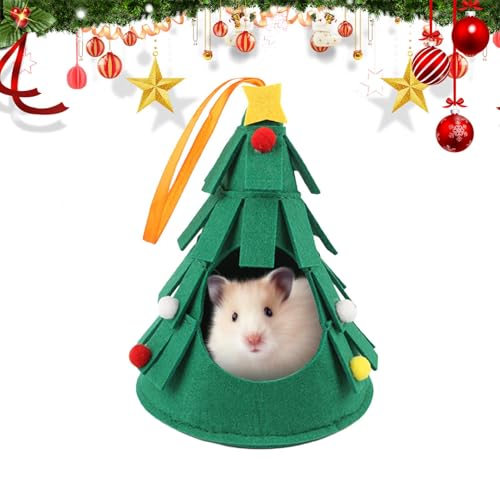 Biniveil Guinea-Weihnachtsversteck, Weihnachtsbett für Hamster,Warmes gemütliches Kleintier-Weihnachtsbett Guinea Hideaway - Guinea-Haus, Weihnachtstierbetten für Hamster, Guinea von Biniveil