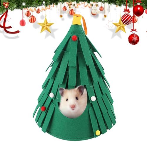 Biniveil Guinea-Weihnachtsversteck, Weihnachtsbett für Hamster | Warmes, gemütliches Hamster-Weihnachtsspielzeug, Guinea-Versteck - Guinea-Haus, Weihnachtstierbetten für Hamster, Guinea von Biniveil