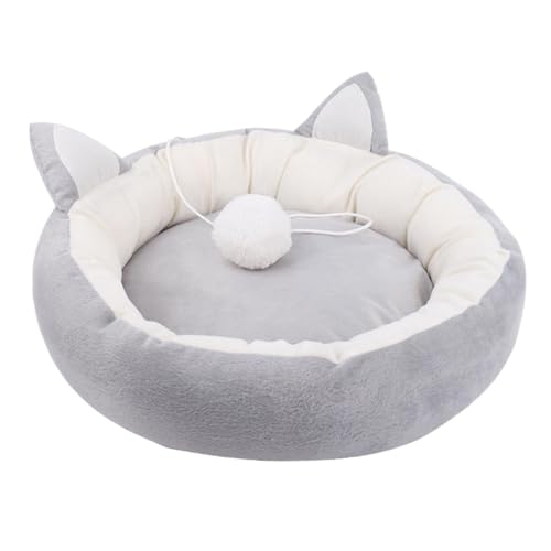 Biniveil Hundekissenbett, weiches Haustierbett,Katzenkissenbett mit Katzenohren-Design - Atmungsaktive Katzenschlafmatte, Plüsch-Hundehaustiernest für kleine, mittelgroße Katzen, Hunde und Haustiere von Biniveil