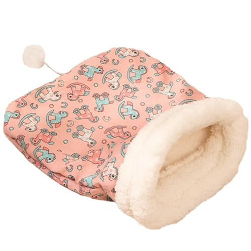 Biniveil Katzenschlafsack, halbgeschlossen, gemütlich, beruhigendes Katzenbett mit Schwanzball, Katzenversteck, bequemer Haustier-Kuschelsack für Indoor-Katzen für den Winter von Biniveil