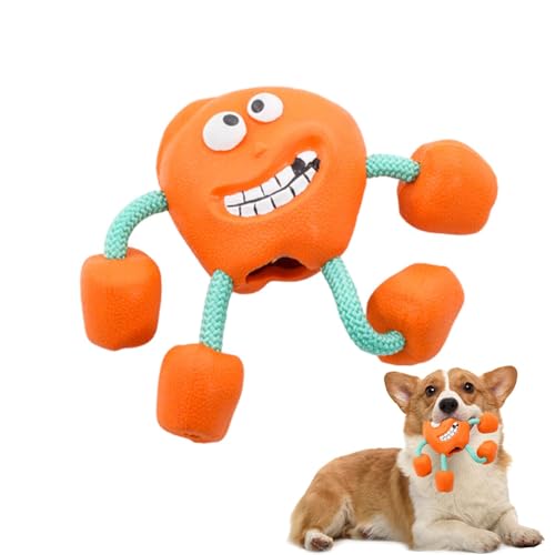 Biniveil Quietschendes Hundespielzeug aus Gummi, Gummispielzeug für Hunde,Bissfestes, quietschendes Hundespielzeug - Interaktives orangefarbenes Super-Chewer-Hundespielzeug für große und mittelgroße von Biniveil