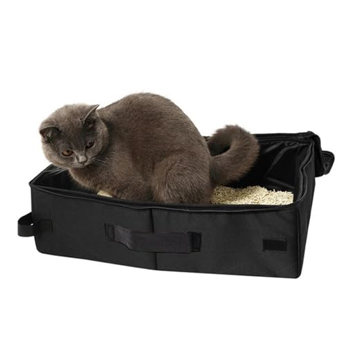 Biniveil Reise-Katzentoilette, tragbare Katzentoilette - Zusammenklappbare Katzentoilette mit Reißverschlussdeckel | Auslaufsicherer Katzenstreubehälter, offener Zwinger, tragbarer Katzenkäfig für von Biniveil