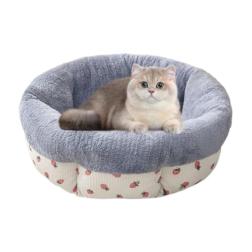 Biniveil Rundes Donut-Katzenbett,Rundes Hundekatzenbett | Rundes Thermo-Haustierkissenbett - Maschinenwaschbares, beruhigendes, weiches Katzenbett, ganzjährig warm, mit Rutschfester Unterseite für von Biniveil