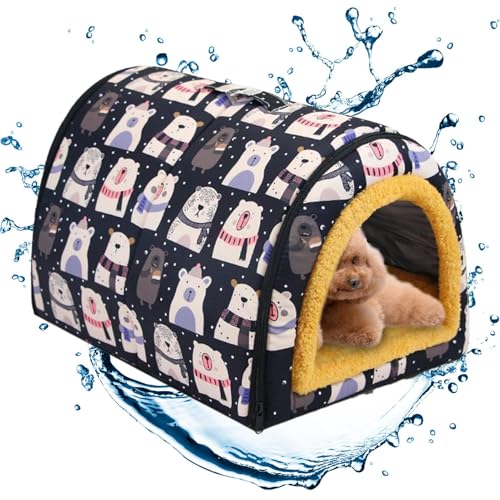 Biniveil Warmes Hundebetthaus, Hundehütte für den Innenbereich - Welpenhöhlensofa,Wasserbeständiger, Abnehmbarer und waschbarer Bezug, Welpen-Schlafbettnest für Hundekätzchen im Innenbereich von Biniveil