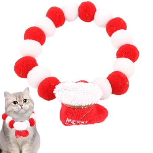 Biniveil Weihnachtshalsband für Katzen, niedliche Plüsch-Halskette für Hunde – Weihnachts-Haustierbedarf, Haustier-Weihnachts-Outfit, Hundebekleidung für den täglichen Spaziergang, Spielen, von Biniveil