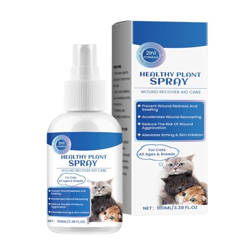 Biniveil Wundspray für Katzen, Linderung juckender Haut bei Katzen, 100 ml sanftes Anti-Juckreiz-Katzenspray, Reparaturflüssigkeit für trockene Haut, Linderung von Hot Spots, beruhigendes Katzenspray von Biniveil