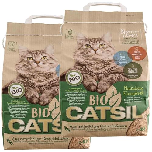 Catsil Bio-CATSIL 2x8 l Klumpstreu Katzenstreu klumpend kompostierbar 100% Pflanzenfasern von Catsil