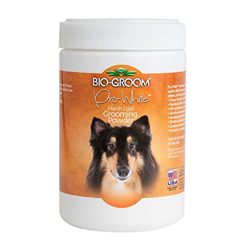 BIO-GROOM - Pro-White Pulver - Hundepflege - Hundetrockenshampoo - Absorbiert überschüssige Feuchtigkeit und Öl - Wirksam bei Rassen mit rauem Fell - 226 g von Bio-groom