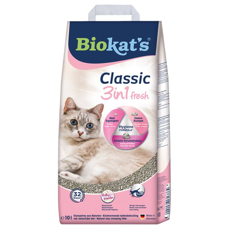 Biokat´s Classic Fresh 3in1 Katzenstreu mit Babypuderduft - 10 l von BioKat's