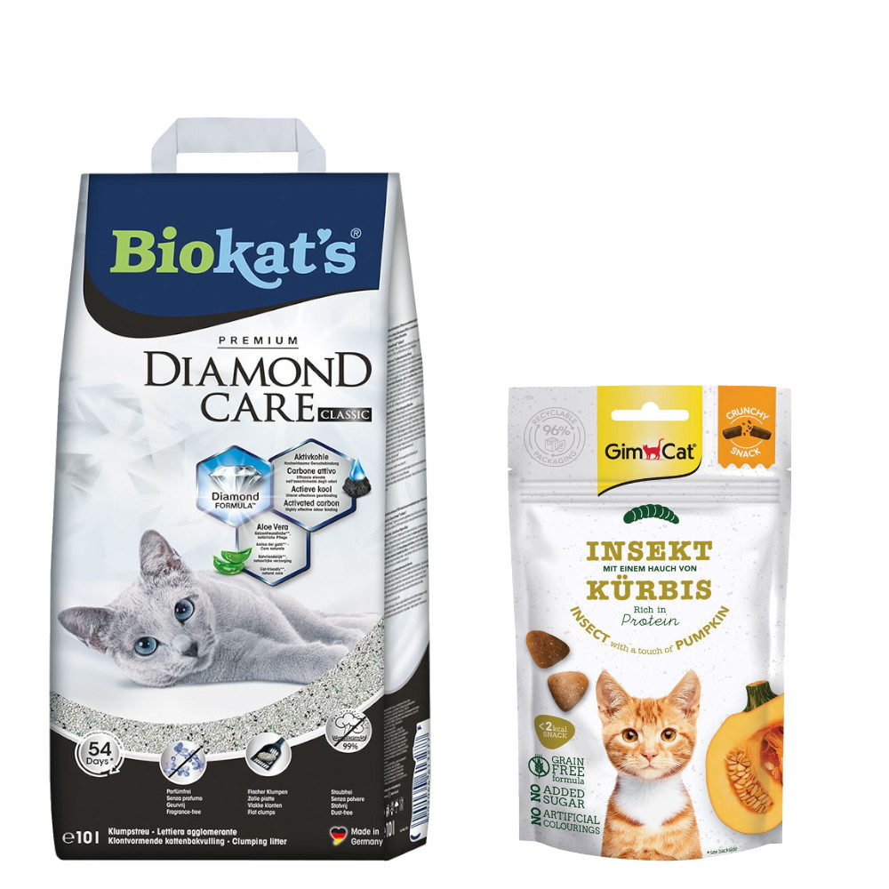 Biokat's Diamond Care Klumpstreu + 50 g GimCat Crunchy Snacks gratis! - Classic 10 I von BioKat's