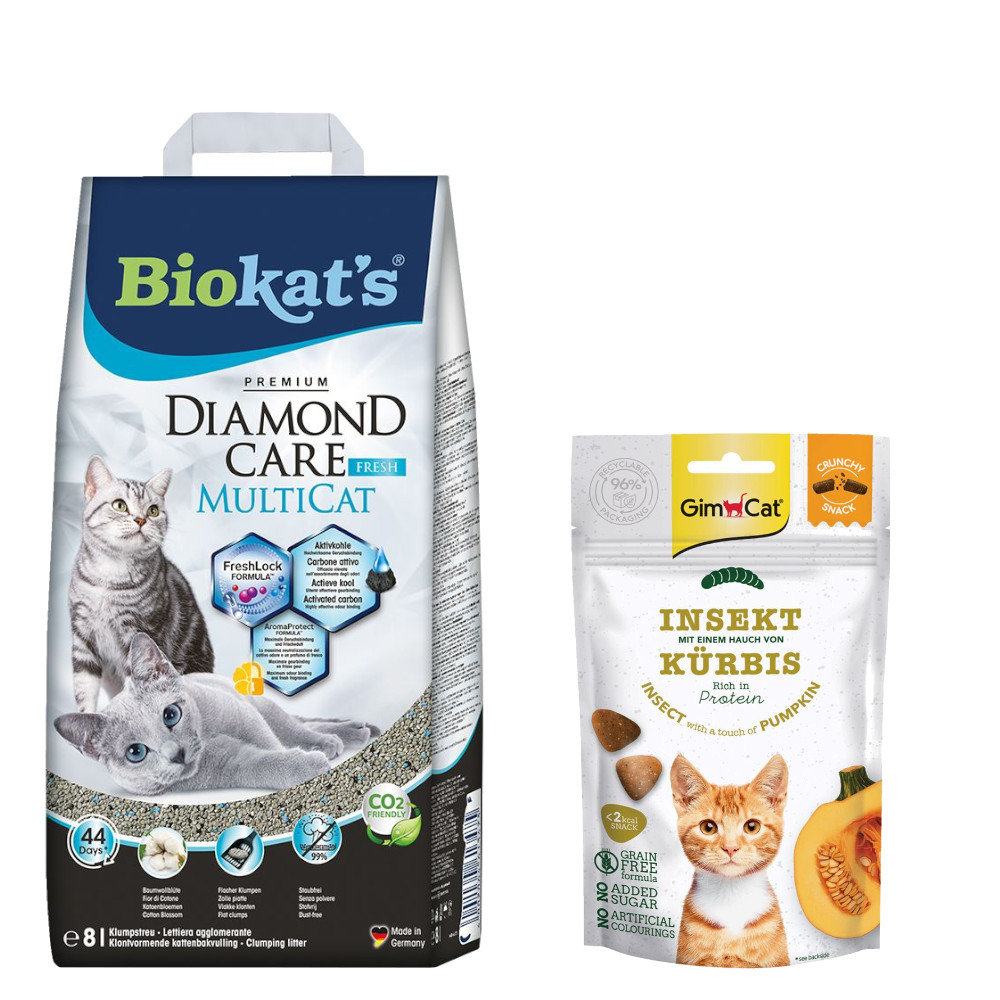 Biokat's Diamond Care Klumpstreu + 50 g GimCat Crunchy Snacks gratis! - MultiCat Fresh 8 I von BioKat's