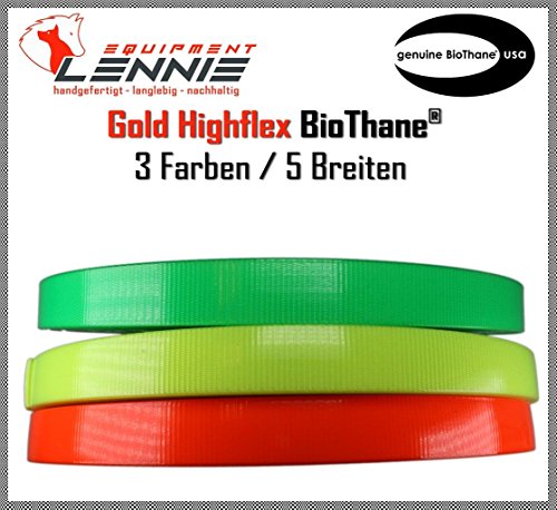 BioThane Meterware, Gold High Flex, 9-25 mm breit, ca. 2,0 mm dick, 2 Farben, 19mm, Neon-Orange von BioThane