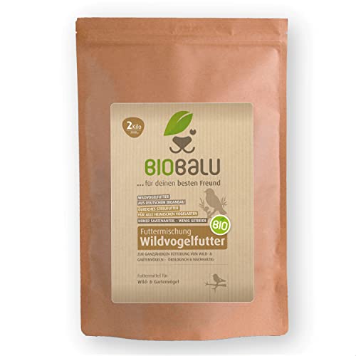 Biobalu Bio Wildvogelfutter 2 kg - Bio Vogelfutter Wildvögel ganzjährig - Streufutter, Winterstreufutter von Biobalu