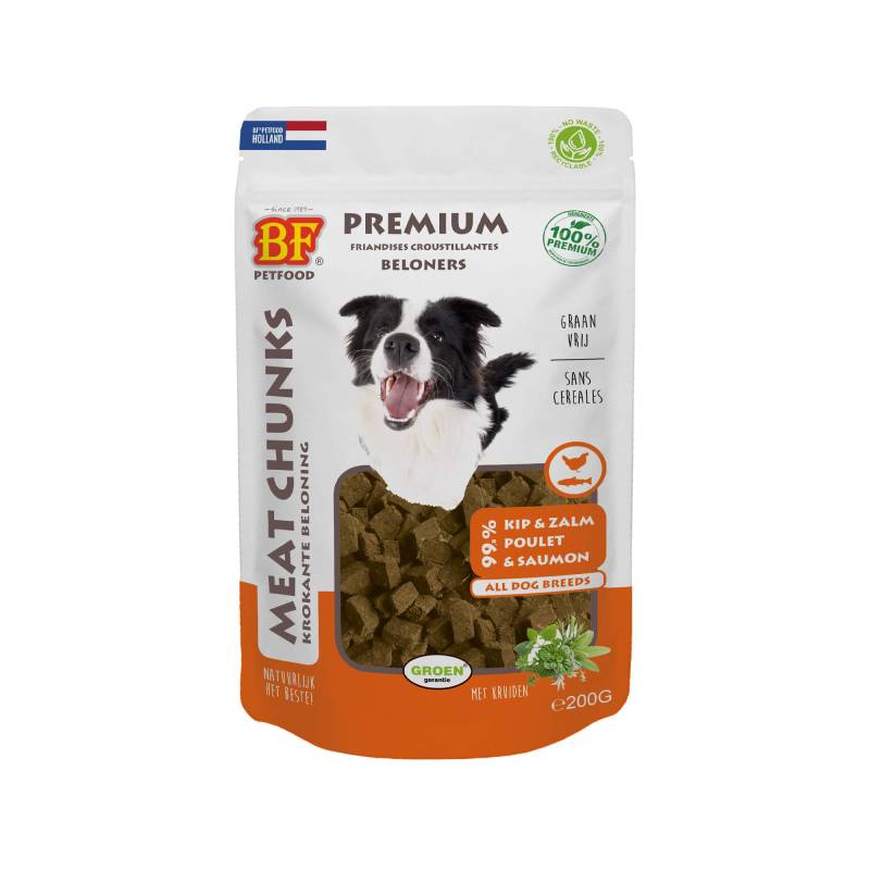 BF®Petfood Meat Chunks - Huhn & Lachs - 3 x 200 g von Biofood