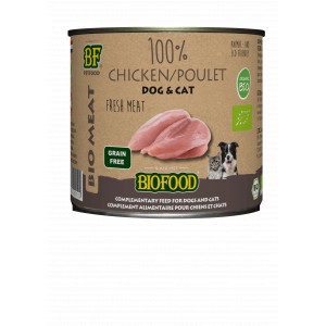 BF Petfood Biofood Organic 100% Huhn Nassfutter für Hund/Katze (Dosen 200 g) 12 x 200 g von Biofood