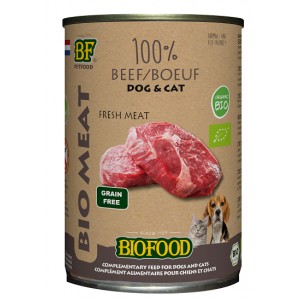 BF Petfood Biofood Organic 100% Rind Nassfutter für Hund/Katze (Dosen 400 g) 12 x 400 g von Biofood