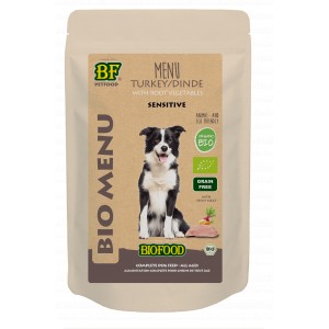 BF Petfood Biofood Organic Sensitive Truthahn Menu Hunde-Nassfutter (Beutel 150 g) 15 x 150 g von Biofood