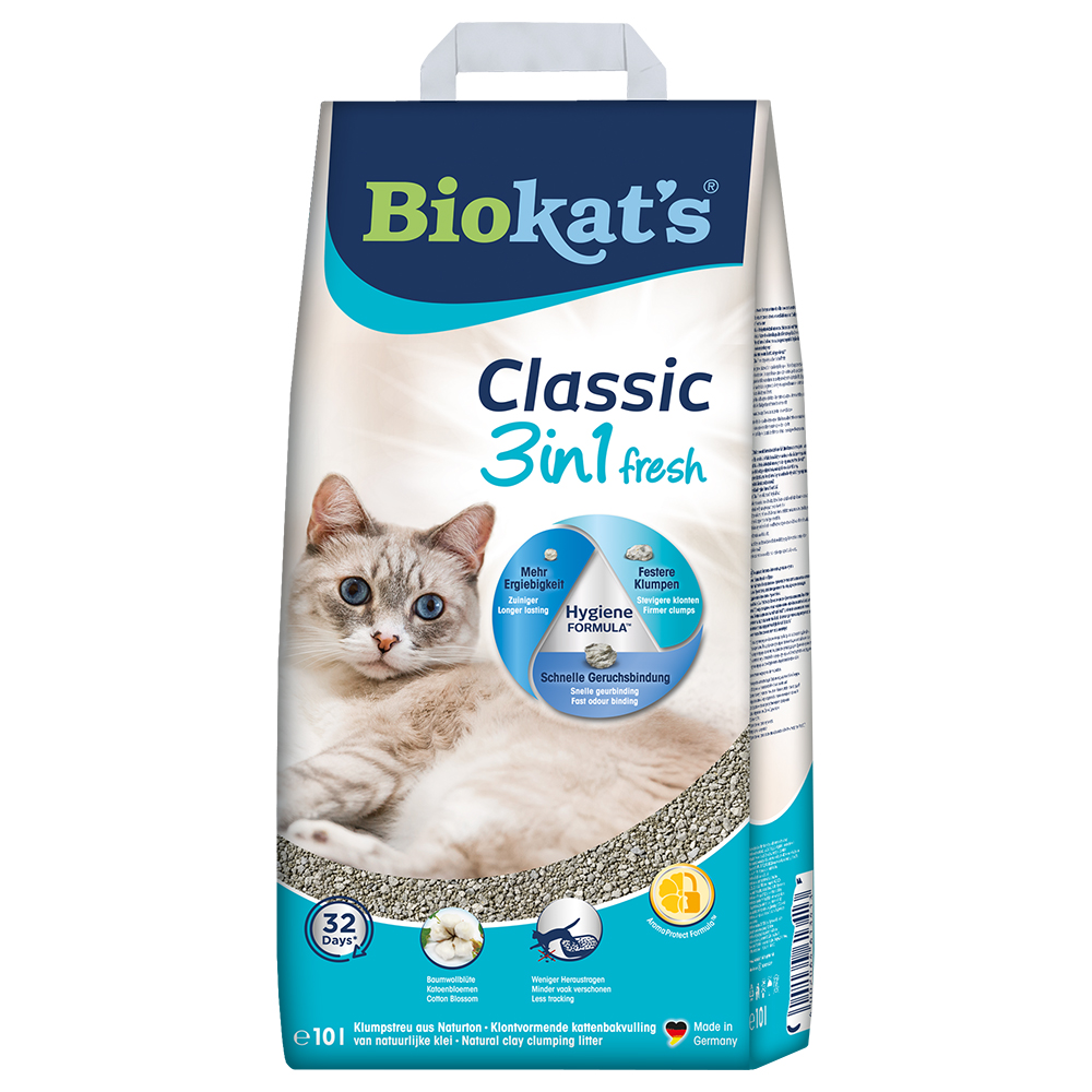 Biokat's Classic 3in1 Fresh Katzenstreu Baumwollblüte - Sparpaket: 2 x 10 l von BioKat's