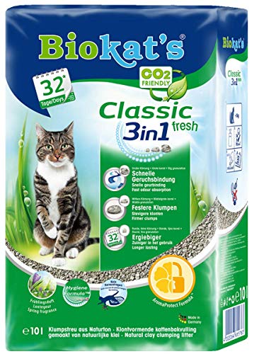 Biokat's Classic fresh 3in1 mit Frühlings-Duft - Klumpende Katzenstreu mit 3 unterschiedlichen Korngrößen - 1 Sack (1 x 10 L) von Biokat's