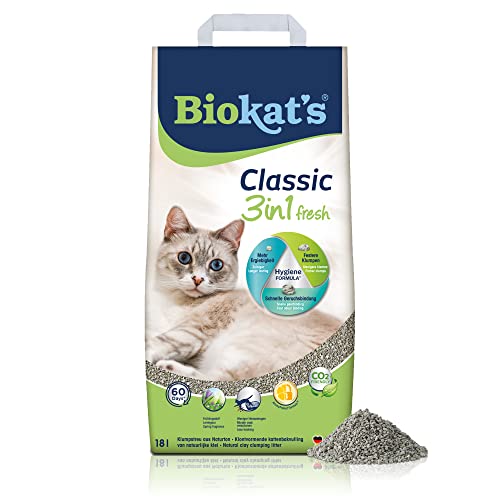 Biokat's Classic fresh 3in1 mit Frühlings-Duft - Klumpende Katzenstreu mit 3 unterschiedlichen Korngrößen - 1 Sack (1 x 18 L) von Biokat's