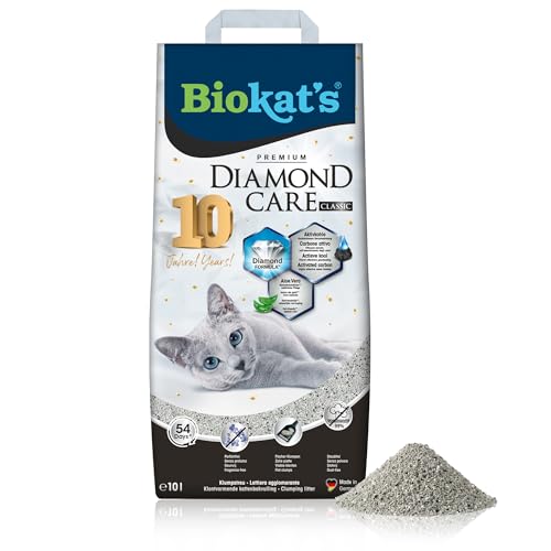 Biokat's Diamond Care Classic Katzenstreu ohne Duft - Feine Klumpstreu aus Bentonit mit Aktivkohle und Aloe Vera - 1 Sack (1 x 10 L) von Biokat's