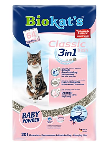Biokat's Katzenstreu Classic Fresh 3 in 1 Babypuderduft, 1 Packung (1 x 20 L) von Biokat's