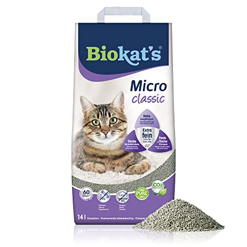 Biokat's Micro classic Katzenstreu ohne Duft - Klumpstreu aus Bentonit mit extra feiner Körnung für hohe Ergiebigkeit - 1 Sack (1 x 14 L) von Biokat's