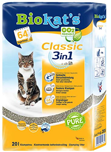 Gimborn Biokat's Classic 3in1 ohne Duft - Klumpende Katzenstreu mit 3 unterschiedlichen Korngrößen - 1 Sack (1 x 20 L) von Biokat's