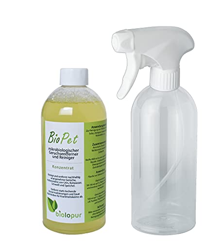Biolopur | Geruchsneutralisierer | Geruchsentferner | Spray | Reinigungsmittel Urin, Haustier etc. 500ml Konzentrat ergibt 5L Fertiglösung von Biolopur