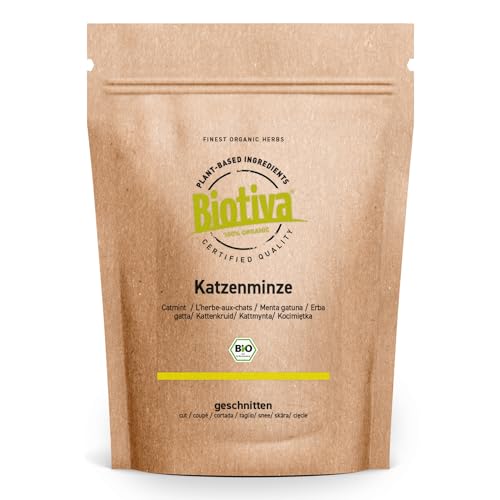 Biotiva Katzenminze Bio 100g - Nepeta cataria - Katzenkraut - Katzenmelisse- Katzen Minze - abgefüllt und kontrolliert in Deutschland von Biotiva