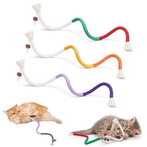 3 Stück Katzenminze Spielzeug,Interaktive Katzenminze Stick Kauspielzeug,70cm Katzenspielzeug Beißseil,Katze Baumwollseil Zähne Reinigung,mit Silvervine Obst,für Katzen Zahnpflege und Gegen Mundgeruch von Bipl