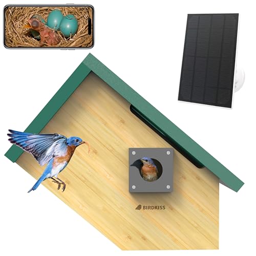 Birdkiss 【Smart Vogelhaus mit Kamera】Kabellose Vogelkamera mit Solarpanel - Bewegungsaktiviert & Auto Capture HD Bird Video - Grün von Birdkiss