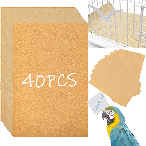 40 Stück Kieselpapier für Vogelkäfig, 27,9 x 43,2 cm, Vogelkäfig-Auskleidung, Papageienkäfig, Schleifpapier, Kissen, Haustierbettwäsche, Zubehör (40 Stück, 27,9 x 43,2 cm) von Birheatry