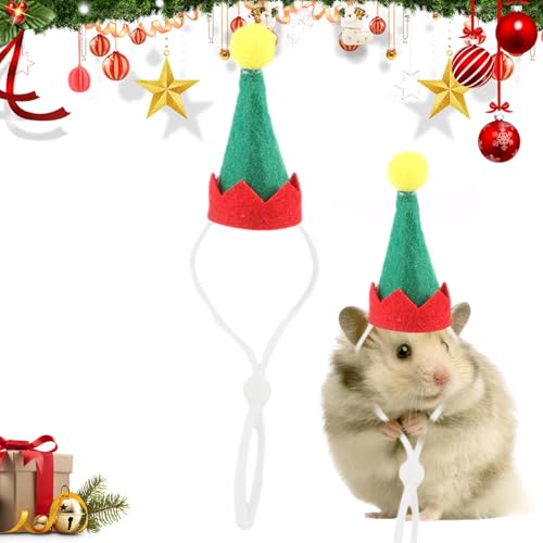 Birtern Guinea Nikolausmütze, Weihnachten Kleintier Kostüm Mütze, Tier Nikolausmütze mit Verstellbarem Gummiband für Hamster, Chinchilla, Igel von Birtern