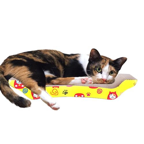 Birtern Katzenkratzunterlage Pappe, Wellpappe Kratzbrett Pad, Verschleißfeste Katzenkratz-Loungebett Spielzeug für Indoor-Katzen, Kleine Kätzchen, die schlafen Spielen von Birtern