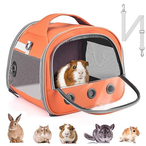 Bissap Tragetasche für Meerschweinchen, tragbare Kleintier-Tragetasche für Hamster, Chinchilla, Kaninchen, Rennmäuse, Igel, Zuckergleiter, Reise-Tragetasche – Orange von Bissap