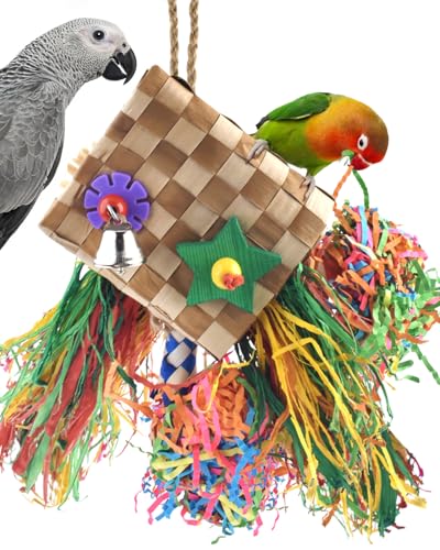 Bissap Vogel-Kauspielzeug, Papageien-Futtersuche, natürlicher Palmwedel, hängendes Käfig-Spielzeug für kleine, mittelgroße Papageien, Sittiche, Sittiche, Nymphensittiche, Papageien, Lovebird, von Bissap