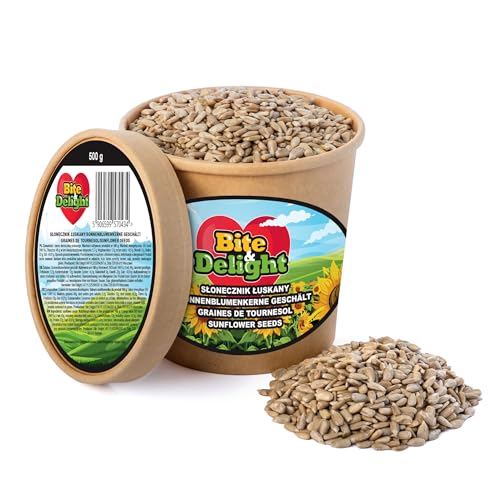 Bite & Delight 0,5 kg Sonnenblumenkerne Geschält Vogelfutter Wildvögel Ganzjährig Sommer Winter Vogelfutter Wildvogelfutter ohne Schale Sunflower Seeds von Bite & Delight