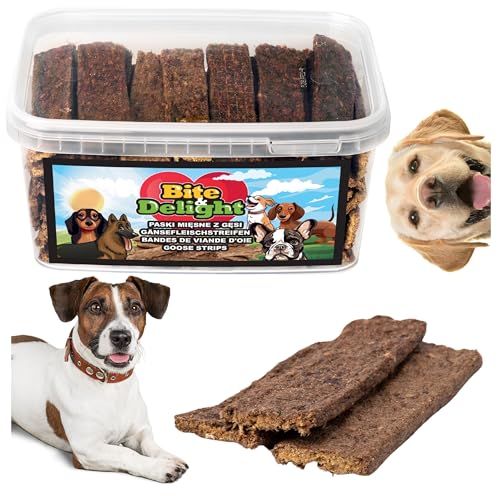 Bite & Delight 1,1kg Gänsefleischstreifen für Hunde Natürliche Leckereie Hundesnack Ohne Künstliche Zusatzstoffe Zahnreinigung von Bite & Delight