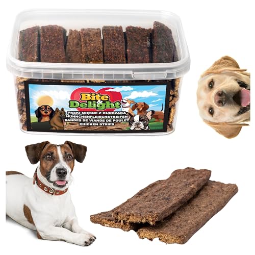 Bite & Delight 1,1kg Hähnchenfleischstreifen Hundesnack Riegel für Hunde Natürlicher Happen aus 100% Hühnchenfleisch von Bite & Delight