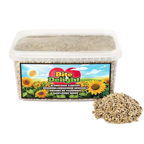 Bite & Delight 1,5 kg Sonnenblumenkerne Geschält Vogelfutter Wildvögel Ganzjährig Sommer Winter Vogelfutter Wildvogelfutter ohne Schale Sunflower Seeds von Bite & Delight