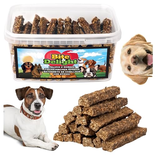 Bite & Delight 1,5kg Fischstäbchen Dorsch Sticks Fisch Hundesnack Natürlicher Intensiver Geschmack Snack für Hunde Leckerlis aus Fisch Fischfinger von Bite & Delight