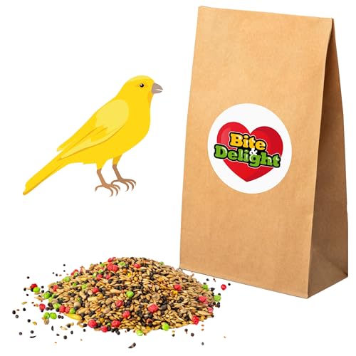 Bite & Delight 10kg Kanarienfutter mit Vitaminen und Mineralien Kanarienvogel Futter Kleine Vögel Zebrafinken Stieglitz 10000g Sacken von Bite & Delight