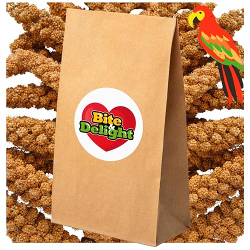 Bite & Delight 1kg Kolbenhirse Rot Ganzjähriges Vogelfutter Ziervögel Wellensittiche Naturbelassene Hirsekolben Futter Papageienfutter von Bite & Delight