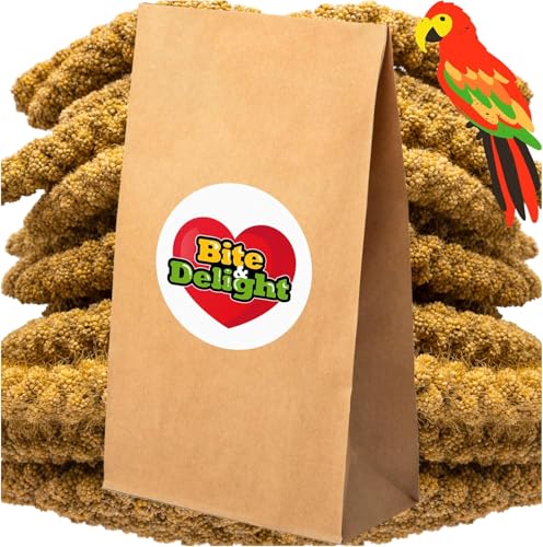 Bite & Delight 2kg Kolbenhirse Ganzjähriges Vogelfutter Ziervögel Wellensittiche Naturbelassene Hirsekolben Futter Papageienfutter von Bite & Delight