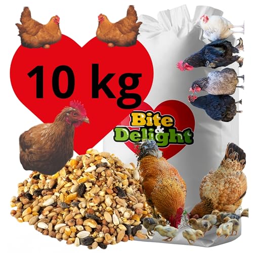 Bite & Delight Futter für Hühner - Gentechnikfreie Hinterhoflegehennen - Körnerpick Hühnerfutter - Vollwertiges Alleinfutter für Legehennen, Wachteln und Geflügel - Legehennenfutter NON GMO - 10 kg von Bite & Delight