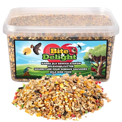 Bite & Delight Futter für Wildvögel - Wildvogelfutter für kalte Tage - mit Höherem Fettgehalt - Enthält Wichtige Nährstoffe - für den Winter auch Ganzjährig - ohne Zusatz von Zucker - 2500 ml von Bite & Delight